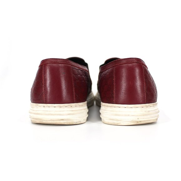 Gucci Microguccissima Leather Slip On Burgundy Slip On Sneakers 10 Red Shoes - Picture 6 of 7